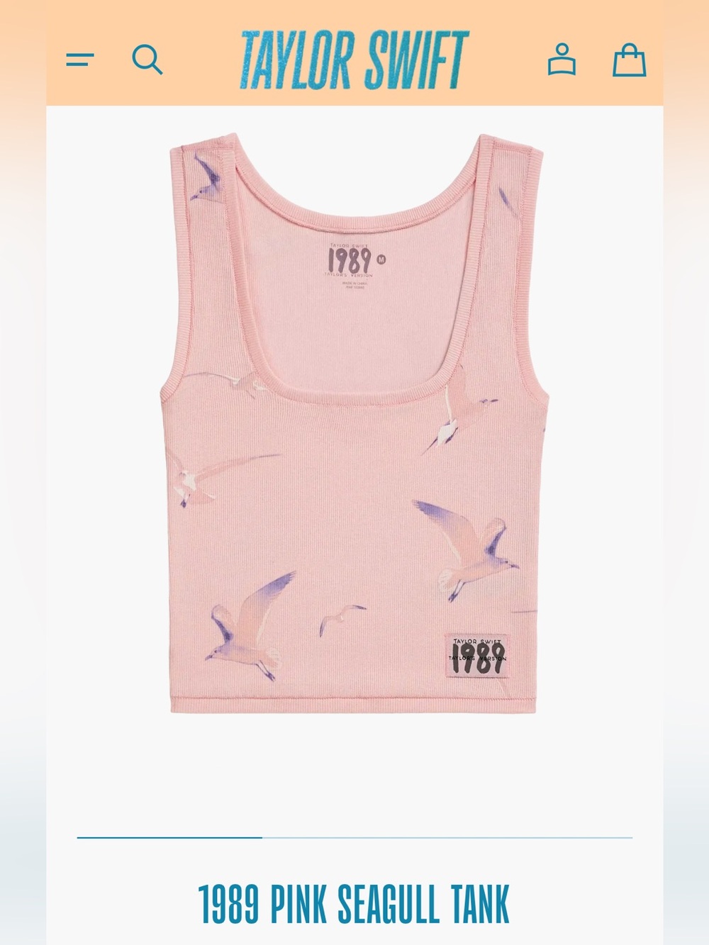 Taylor Swift 1989 Pink Seagull Tank Top - Sz M